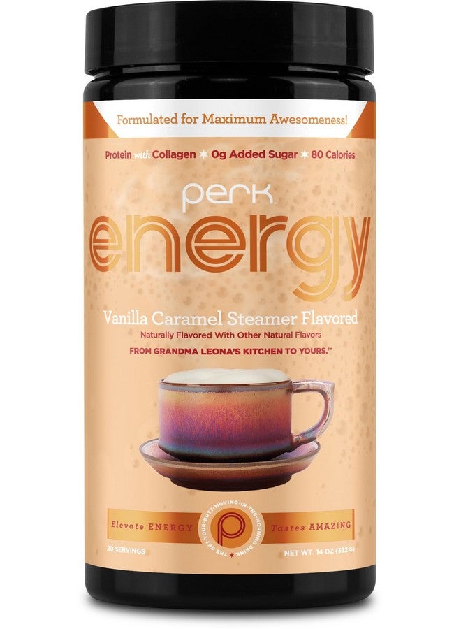 PERK Perk Energy Original Vanilla Caramel Steamer Flavored Drink Powder (20 Servings) - Gluten-Free, Peanut-Free - Image 1