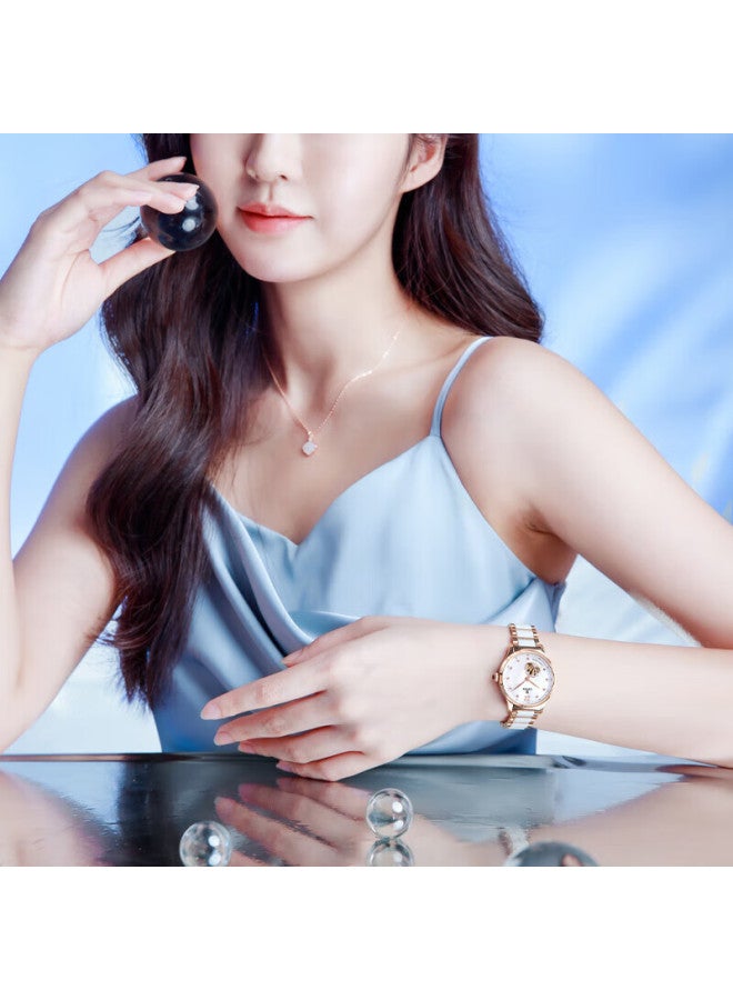 Ebohr Women'S Watch Butterfly Love Flower Ceramic Half Ceramic Ladies Mechanical Watch 50690428 Gift For Girlfriend - Image 3