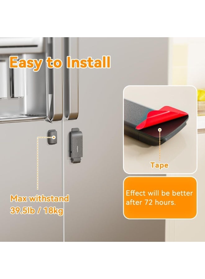 EUDEMON Updated French Fridge Lock French Door Refrigerator/Freezer Lock Apply to Max 2.28"(58mm) Two Door Gap Distance, Cabinet Cupboard Lock for Kids & Babies, Easy to Install (1 Pack, Black) - Image 5