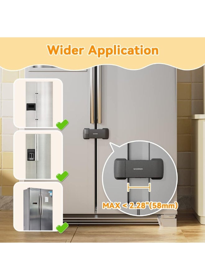 EUDEMON Updated French Fridge Lock French Door Refrigerator/Freezer Lock Apply to Max 2.28"(58mm) Two Door Gap Distance, Cabinet Cupboard Lock for Kids & Babies, Easy to Install (1 Pack, Black) - Image 4