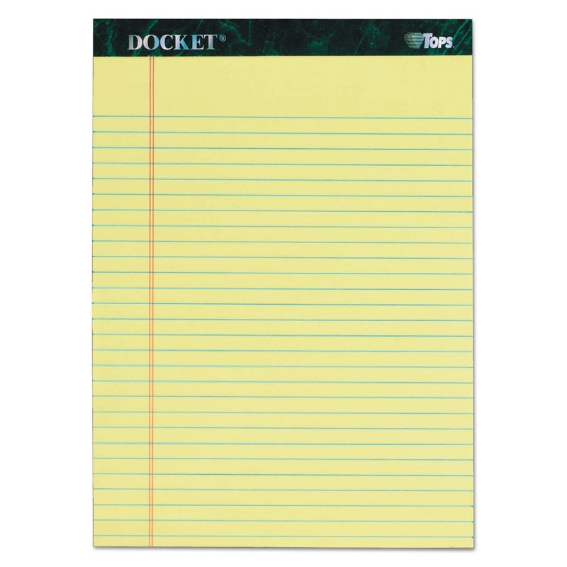 TOPS Docket Writing Tablet, 8-1/2 x 11-3/4 Inches, Perforated, Canary, Legal/Wide Rule, 50 Sheets per Pad, 6 Pads per Pack (63406) - Image 1