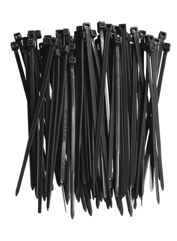 Nylon Cable Ties Black 100 Pieces Pack Durable Self-Locking Design Wire Ties Indoor Outdoor Use Zip Ties (4.8x200mm) - Image 1