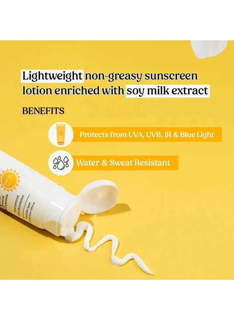 Melt-In-Milk Sunscreen For All Skins Spf 50 Pa+++ With Soy Milk Extract Lightweight, No White Cast , For Men & Women