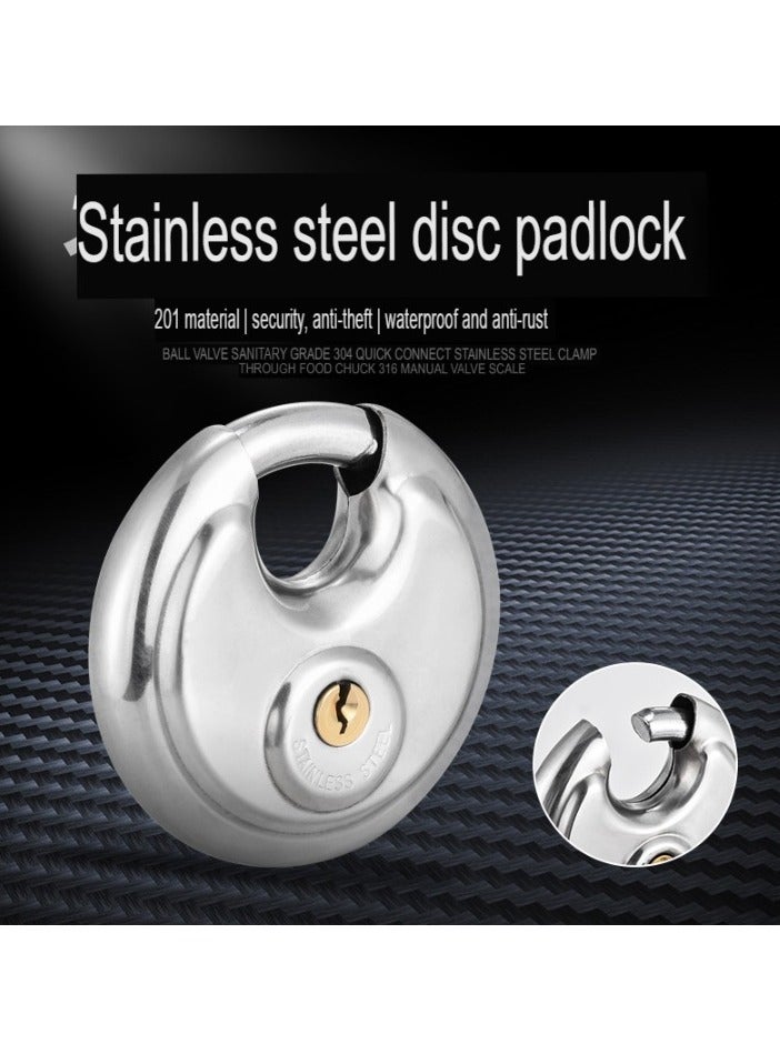 Keyed Padlock, Strong Durable Stainless Steel Disc Locker Lock, Waterproof Outdoors Gate Storage Unit Lock, Heavy Duty Padlock For Warehouse, Bags, Gym Storage, (1pc, 90mm) - Image 3