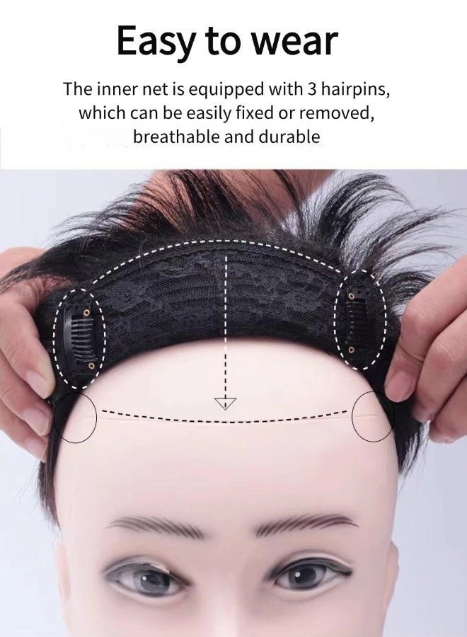 Men's natural short curly wig（(Real Human Hair ，men's natural style wig, natural black hair short wig human hair, 16x18cm） - Image 4