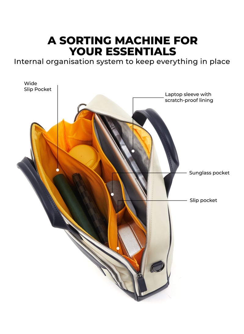 Mokobara The Bass Briefcase - Premium PVC And Vegan Leather | Vision Board, Off White - Image 2