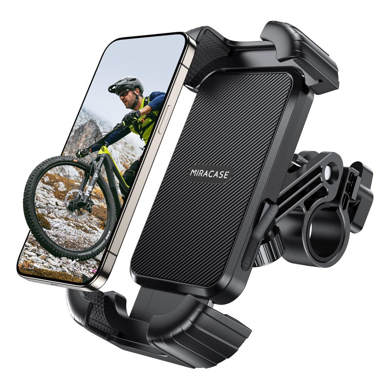 Miracase Bike Phone Holder Silicone Wrapped Anti Shake Bicycle Phone Mount Handlebar Clamp Cell Phone Holder for Bike Scooter Motorcycle Phone Mount Accessories for iPhone Smartphone