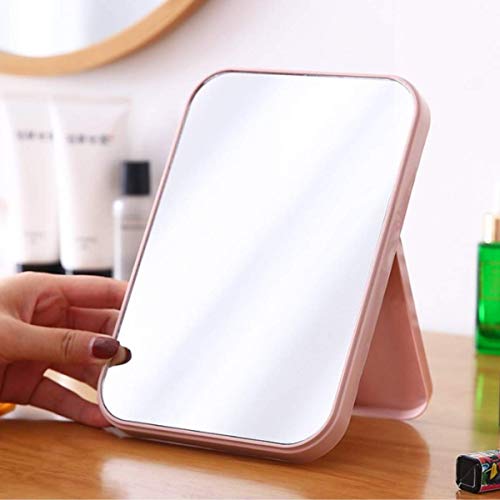 Pepplo Desktop Foldable Makeup Mirror - Simple Portable Princess Square Mirror for Women (Pink, 1pcs) (Framed, Dresser Mount) - Image 2