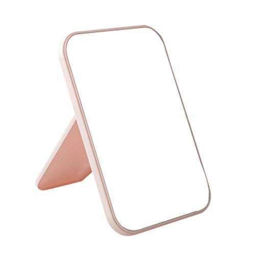 Pepplo Desktop Foldable Makeup Mirror - Simple Portable Princess Square Mirror for Women (Pink, 1pcs) (Framed, Dresser Mount) - Image 1