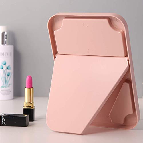 Pepplo Desktop Foldable Makeup Mirror - Simple Portable Princess Square Mirror for Women (Pink, 1pcs) (Framed, Dresser Mount) - Image 3