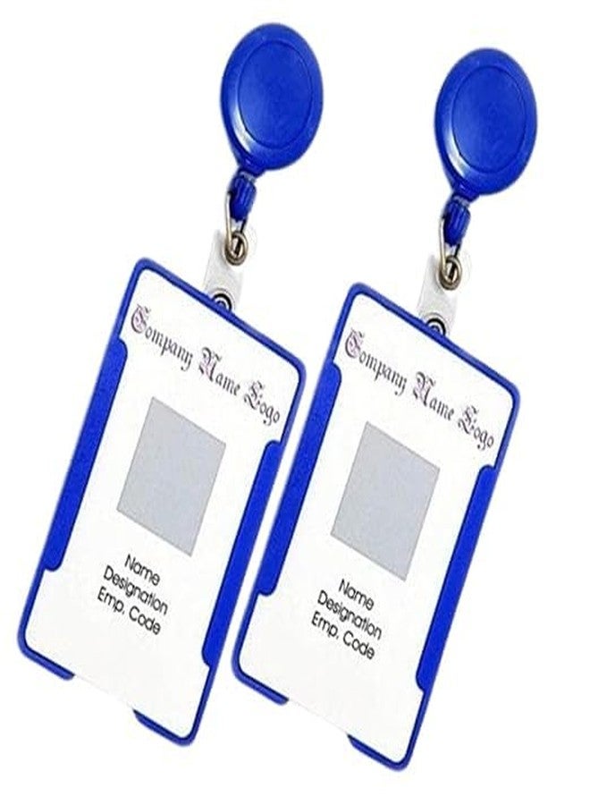HCS ID Card Holder Combo with Extra Long Retractable Reel YOYO Cord for Office, School & Professional use | Secure and Convenient Retractable ID Badge Holder (Blue, Pack of 2) - Image 1