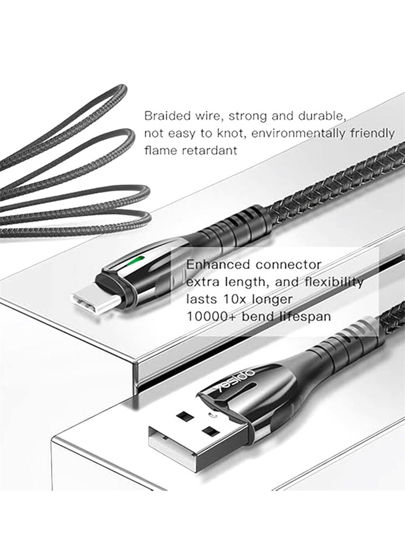 Yesido - Dual LED Type-C Data Cable 1.2m- Fast Charging and High-Speed Data - Image 1