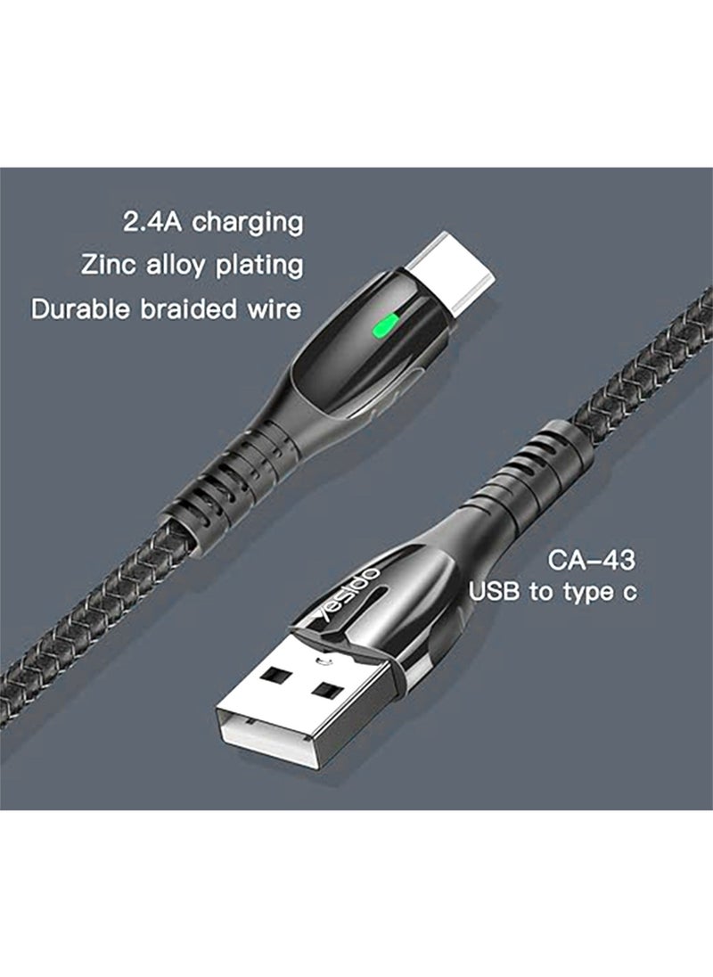 Yesido - Dual LED Type-C Data Cable 1.2m- Fast Charging and High-Speed Data - Image 1