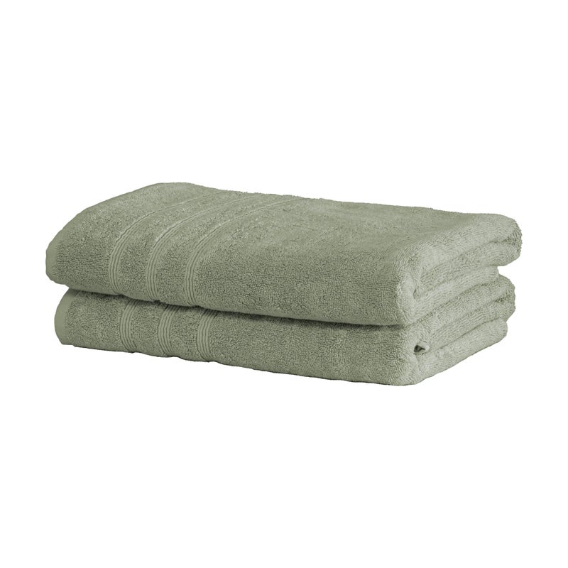 Mosobam Luxury Turkish Set of 2 Bath Towels 30X58 Seagrass Green 700 GSM Bamboo Viscose  Aegean Turkish Combed Cotton