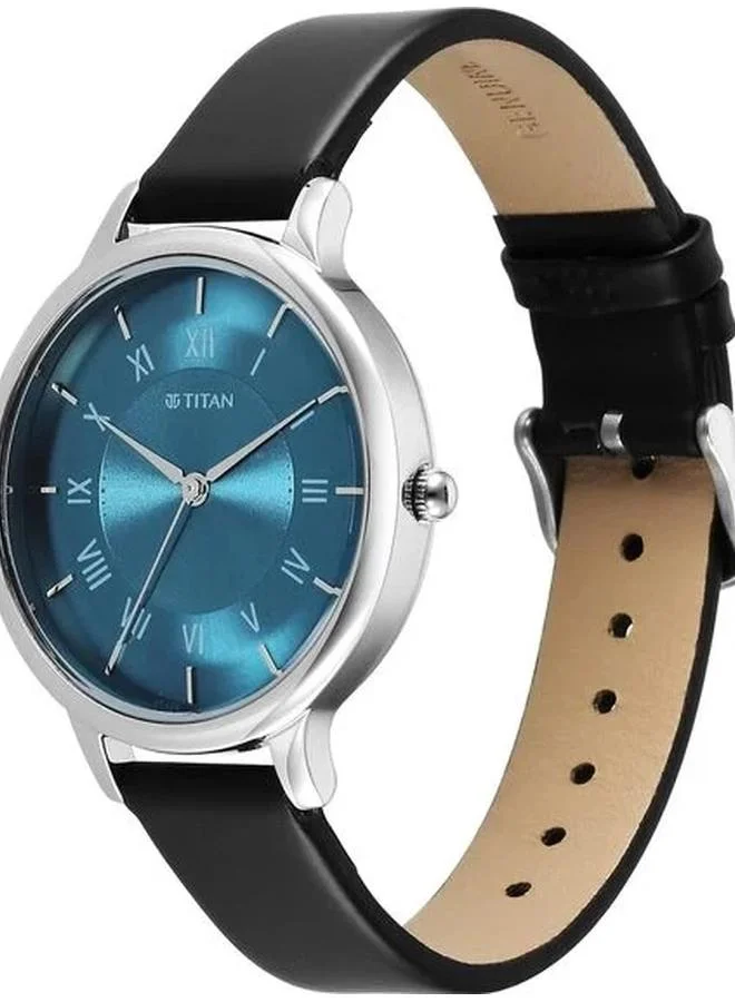 TITAN Women's Analog Display Watch With Black Leather Strap - 2732SL01