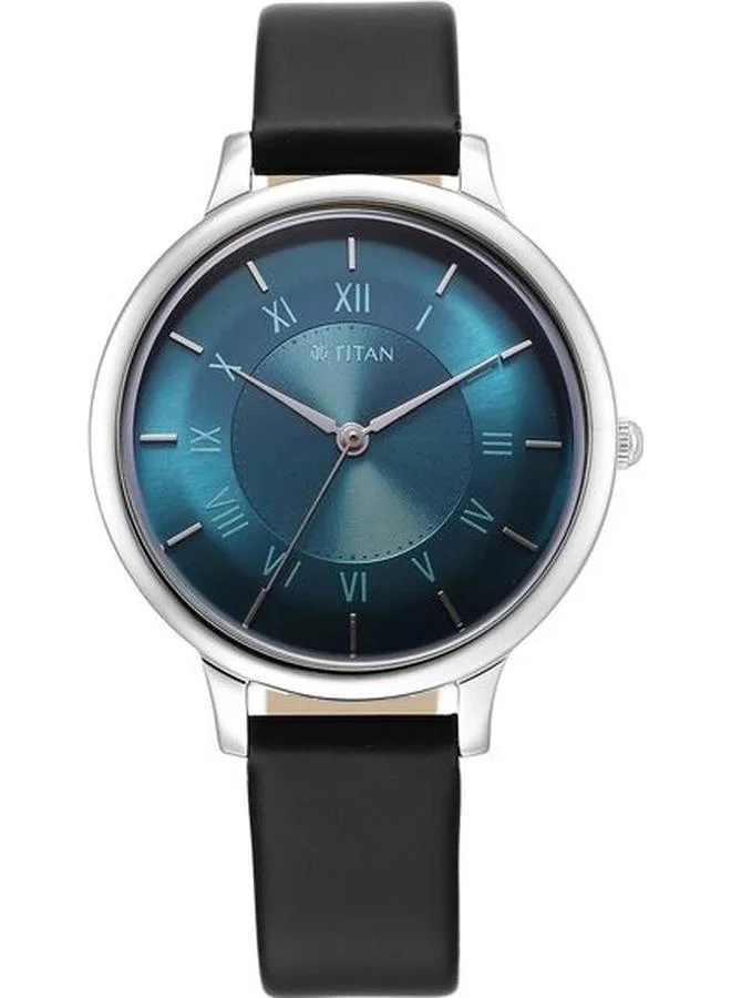 TITAN Women's Analog Display Watch With Black Leather Strap - 2732SL01