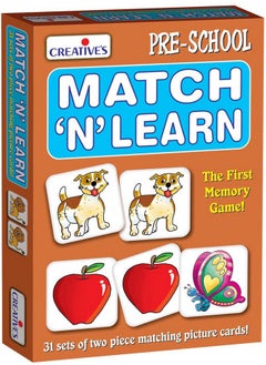 Creative's Creative Educational Aids Match 'N' Learn, The First Memory Game, 56 Pieces (31 Set Of Two Piece Matching Picture Cards), Multicolor