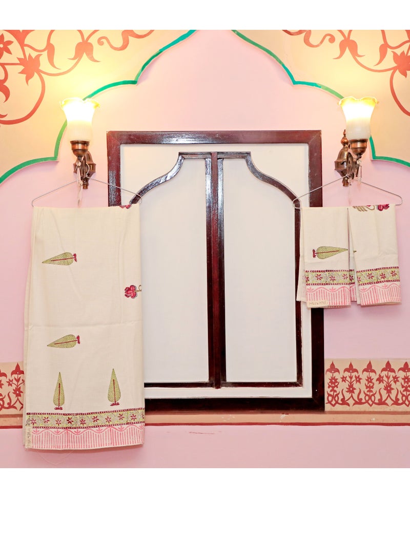 COTTON WAFFLE BATH TOWEL 30*60 INCHES WITH 2 FACE TOWEL