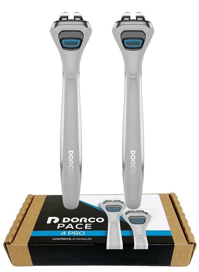Dorco Pace 4 Pro - Four Blade Razor Shaving System - 2 Replacement Handles (Handles Only) - Image 1