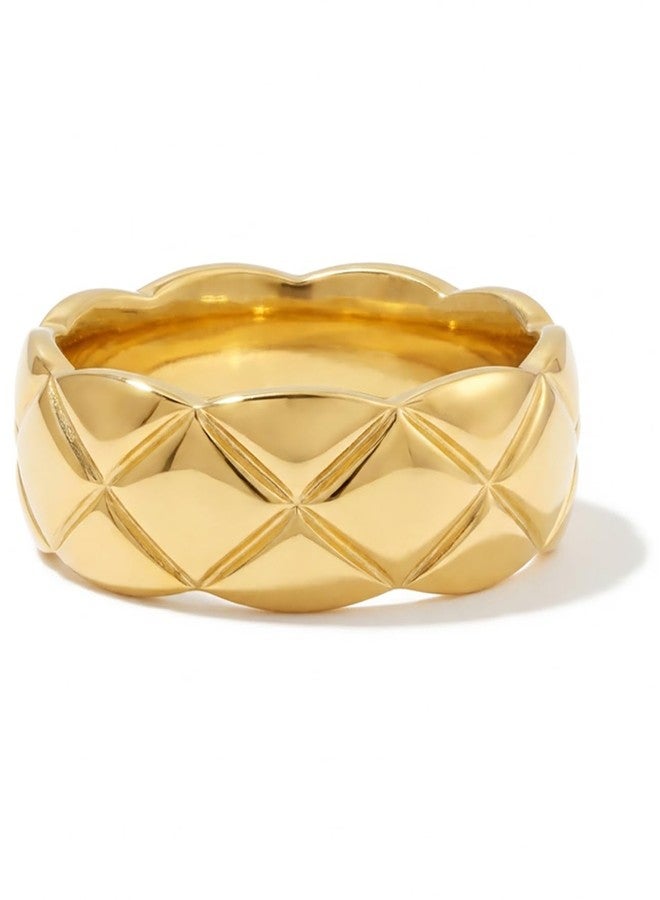 BENIQUE Stackable Rings for Women non-tarnish, Dome Cuff Snake Statement Band 18K Gold Plated Stainless Steel Size 5-9 (Infinity Band, 8) - Image 1