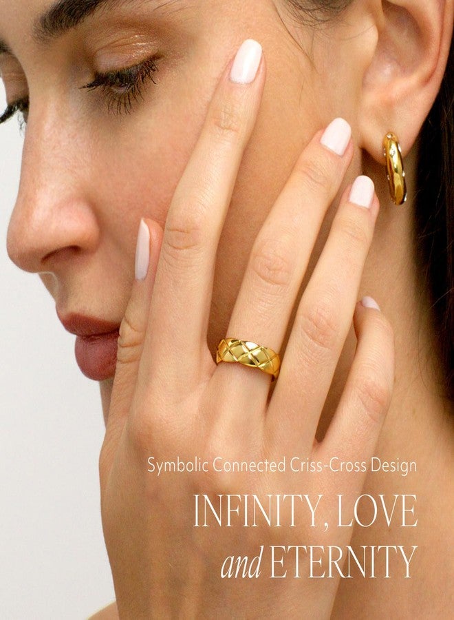 BENIQUE Stackable Rings for Women non-tarnish, Dome Cuff Snake Statement Band 18K Gold Plated Stainless Steel Size 5-9 (Infinity Band, 8) - Image 2
