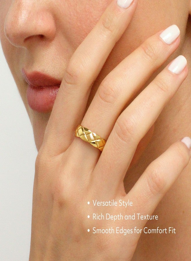 BENIQUE Stackable Rings for Women non-tarnish, Dome Cuff Snake Statement Band 18K Gold Plated Stainless Steel Size 5-9 (Infinity Band, 8) - Image 4