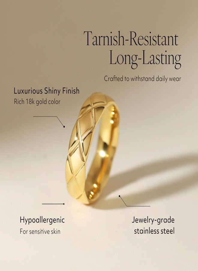 BENIQUE Stackable Rings for Women non-tarnish, Dome Cuff Snake Statement Band 18K Gold Plated Stainless Steel Size 5-9 (Infinity Band, 8) - Image 3