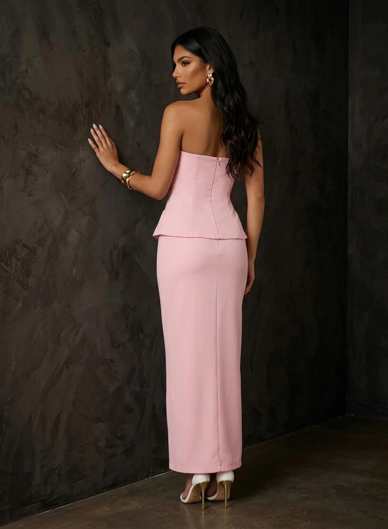 Ginger Bandeau Peplum Design Drop Waist Dress