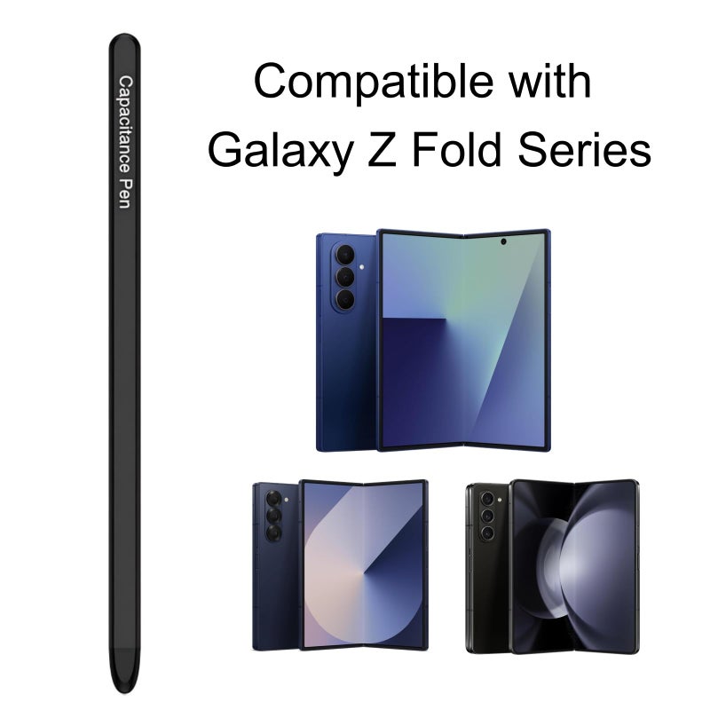 Qenw قلم S لجهاز Galaxy Z Fold 7 / Fold 6 / Fold 5، قلم S لجهاز Z Fold 7، يدعم كل من الشاشة الداخلية والخارجية (رفيع - أسود) - Image 2