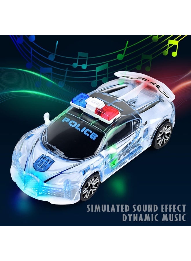MiMi & BeiBei سيارة شرطة بيضاء لعبة مع ضوء وصوت، لعبة سيارة للأطفال من 3 سنوات فما فوق، سيارة موسيقية مضيئة للأطفال - Image 3