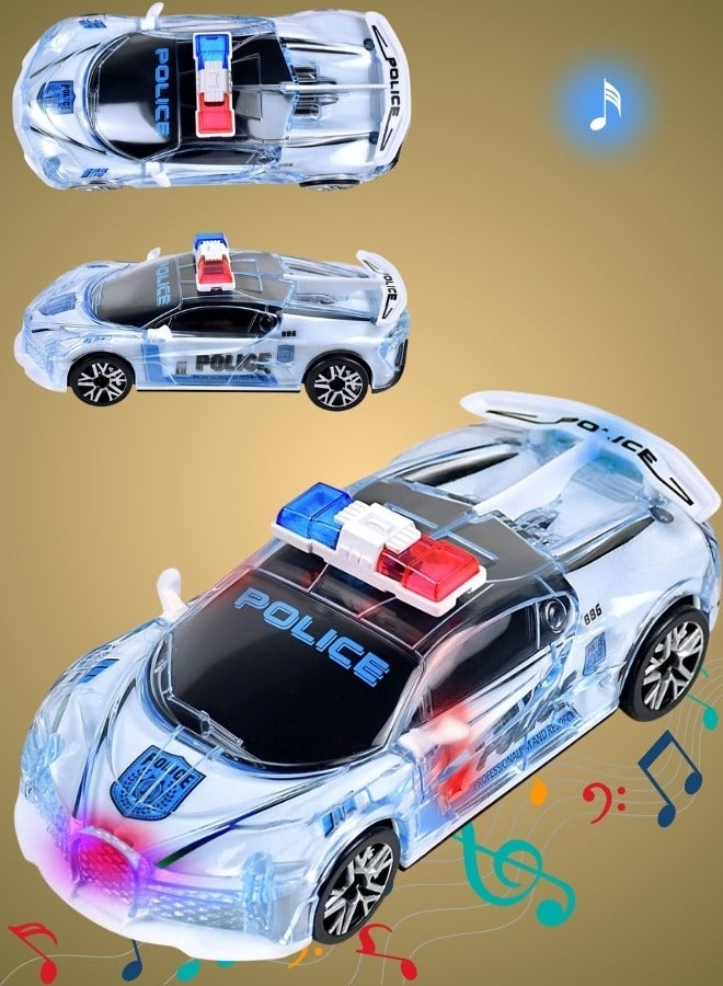 MiMi & BeiBei سيارة شرطة بيضاء لعبة مع ضوء وصوت، لعبة سيارة للأطفال من 3 سنوات فما فوق، سيارة موسيقية مضيئة للأطفال - Image 1
