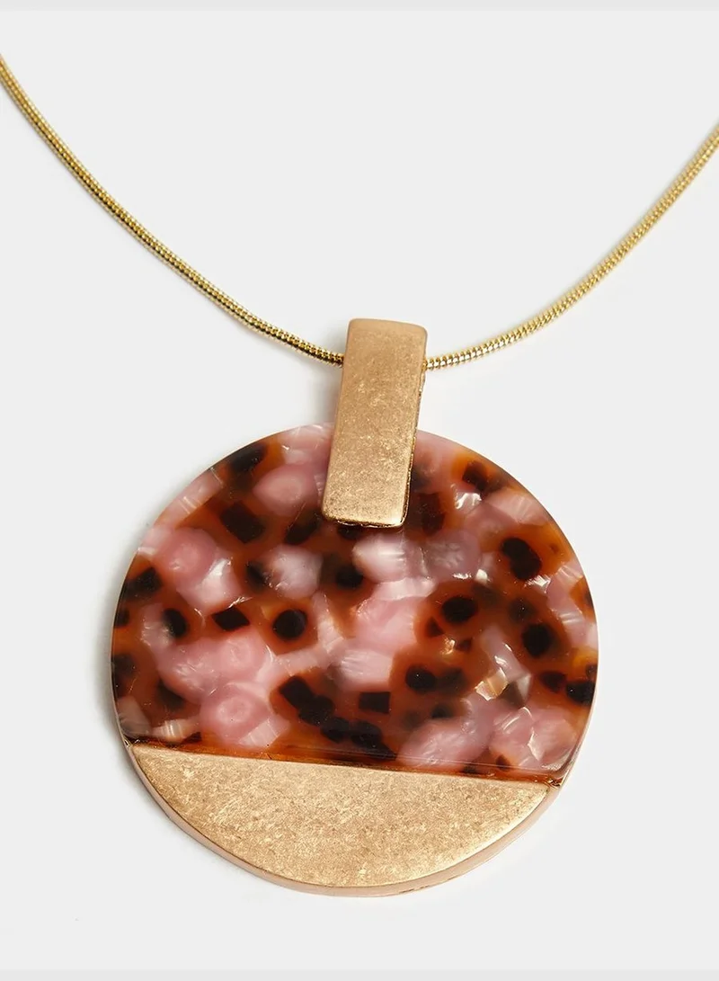 Styli Marbled Ring Pendant Snake Chain Necklace