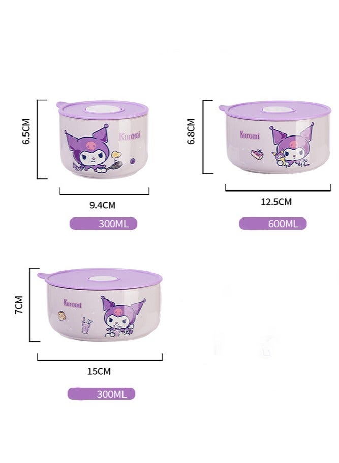 general Kuromi Sealed Lunch Box Set Ceramic Bowl Student Bento Box Cutlery Set easily meets the needs of food intake - Image 4