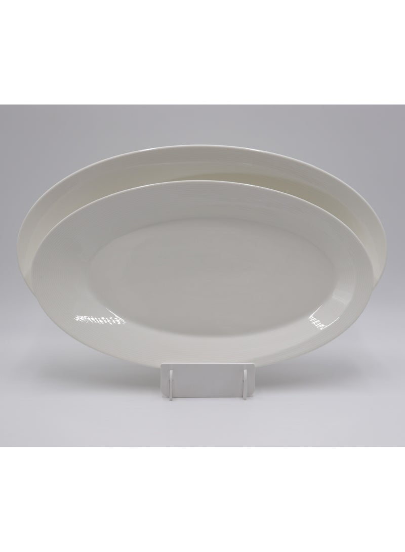 AJ طبق بيضاوي سيراميك أبيض - 15.25 بوصة - Image 1