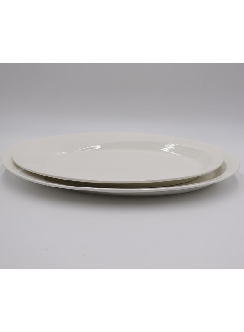AJ طبق بيضاوي سيراميك أبيض - 15.25 بوصة - Image 3