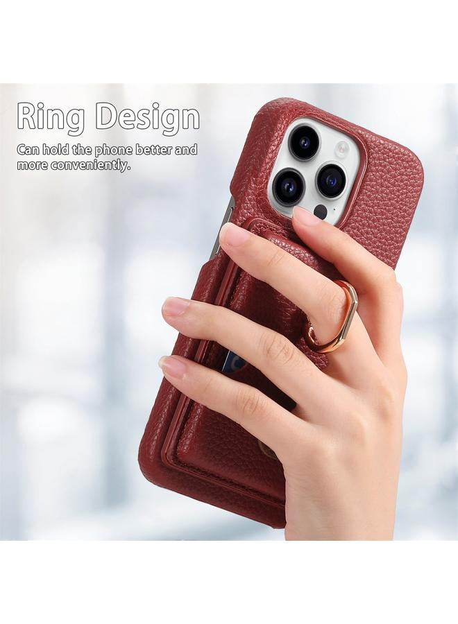 Zaboon Case For iPhone 13 Pro Litchi Leather Oil Edge Ring Card Back Phone Case - Image 3
