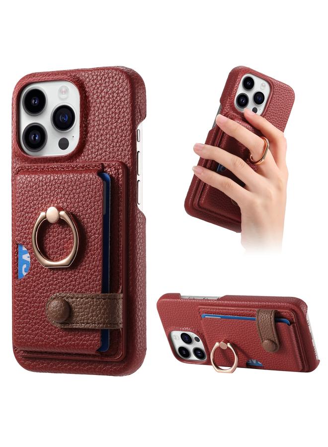 Zaboon Case For iPhone 13 Pro Litchi Leather Oil Edge Ring Card Back Phone Case - Image 1