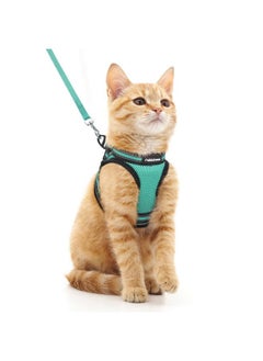 Rabbitgoo Cat Harness and Leash Set for Walking Escape Proof, Adjustable Soft Kittens Vest with Reflective Strip for Cats, Comfortable Outdoor Vest,Green,M  - Image 1