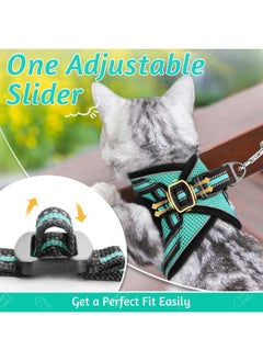 Rabbitgoo Cat Harness and Leash Set for Walking Escape Proof, Adjustable Soft Kittens Vest with Reflective Strip for Cats, Comfortable Outdoor Vest,Green,M  - Image 5