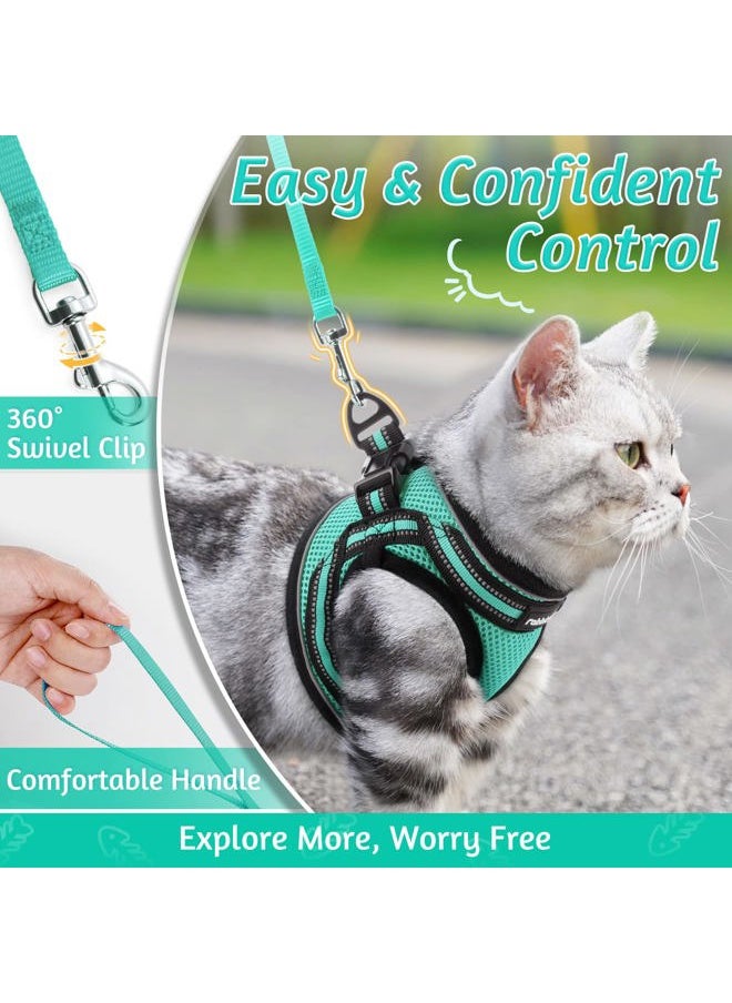Rabbitgoo - Cat Harness and Leash Set for Walking Escape Proof, Adjustable Soft Kittens Vest with Reflective Strip for Cats, Comfortable Outdoor Vest,Green,M - Image 1