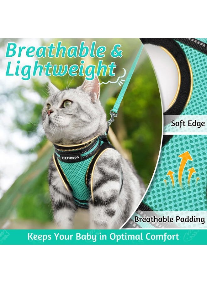 Rabbitgoo - Cat Harness and Leash Set for Walking Escape Proof, Adjustable Soft Kittens Vest with Reflective Strip for Cats, Comfortable Outdoor Vest,Green,M - Image 1