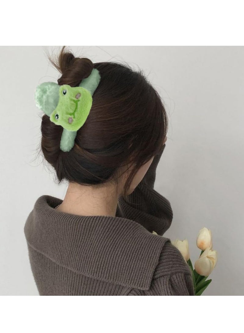 KASTWAVE 4 Pack Cartoon Plush Hair Claw Clips, Lovely Frog Chick Hair Jaw Clips, Suitable for Thick Thin Hair Stylish Curly Hair Accessories - Image 5