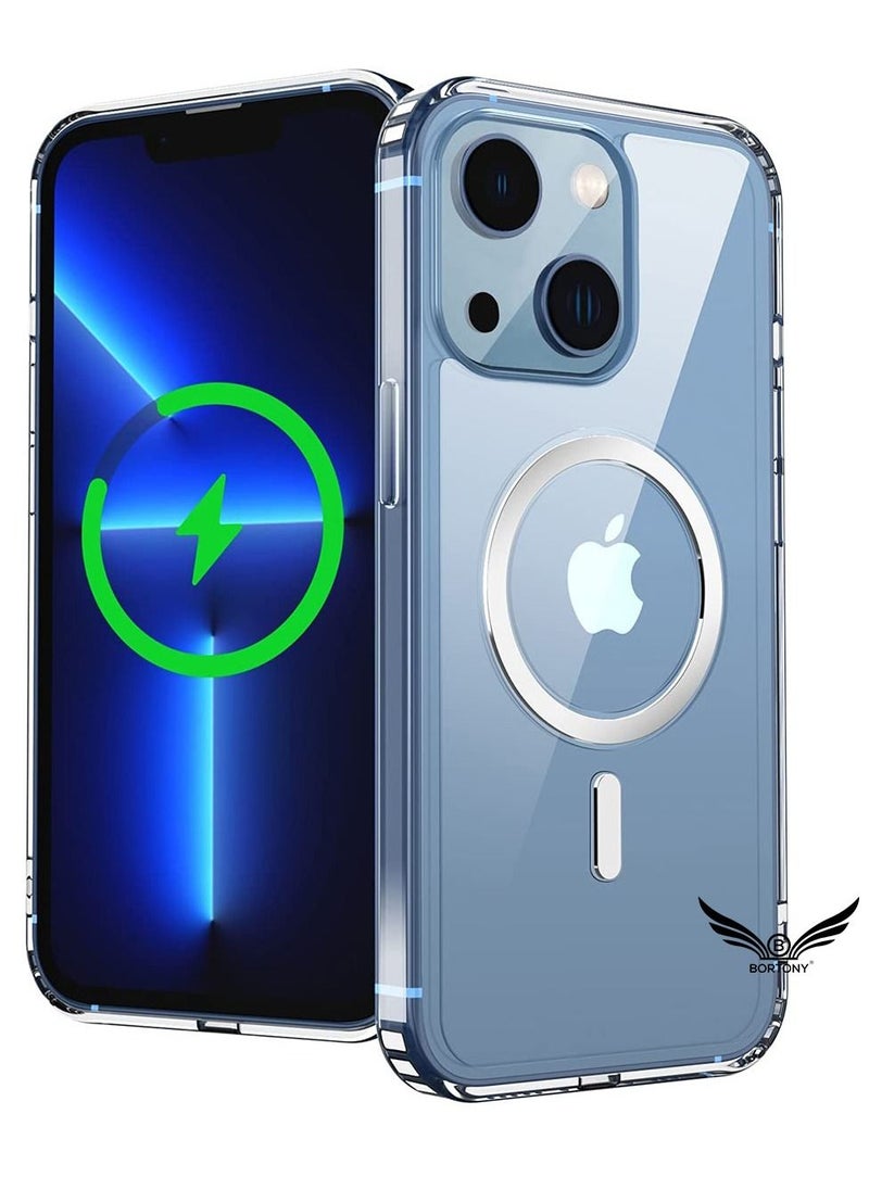 BORTONY iPhone 14 Cover 6.1 inch Clear Magnetic Case Compatible with Magsafe Card Wallet and Wireless Charger  Shockproof Protective Cover  - Image 1