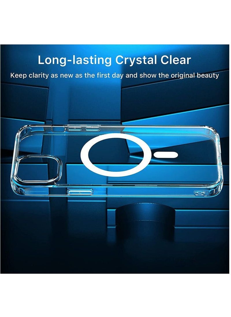 BORTONY iPhone 14 Cover 6.1 inch Clear Magnetic Case Compatible with Magsafe Card Wallet and Wireless Charger  Shockproof Protective Cover  - Image 2