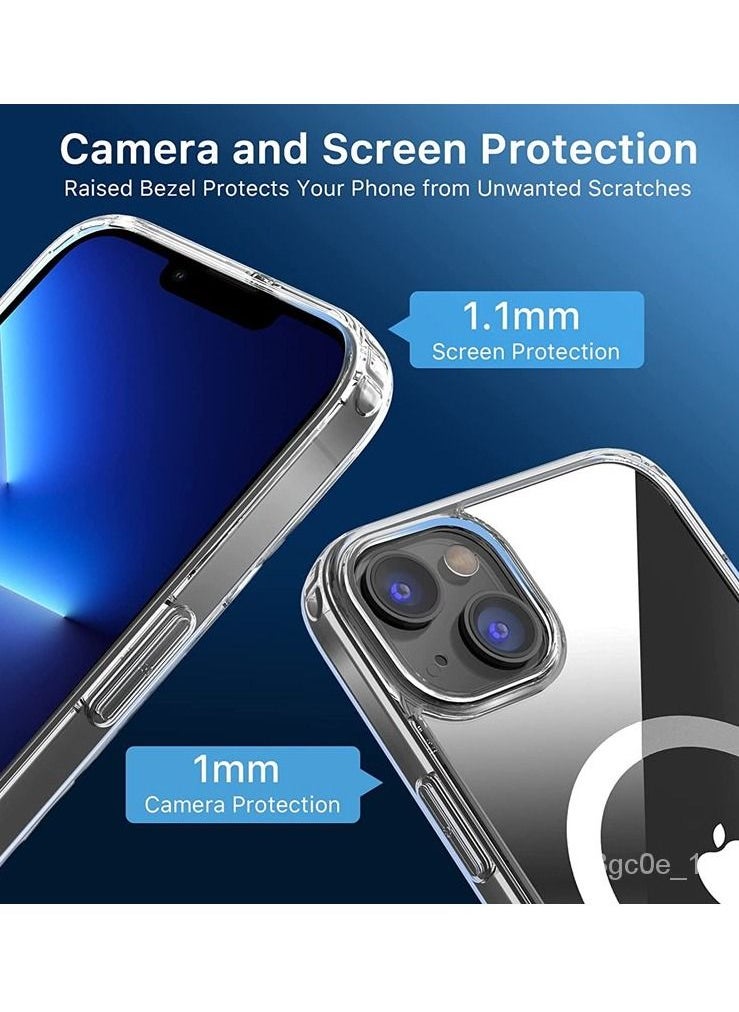 BORTONY iPhone 14 Cover 6.1 inch Clear Magnetic Case Compatible with Magsafe Card Wallet and Wireless Charger  Shockproof Protective Cover  - Image 4
