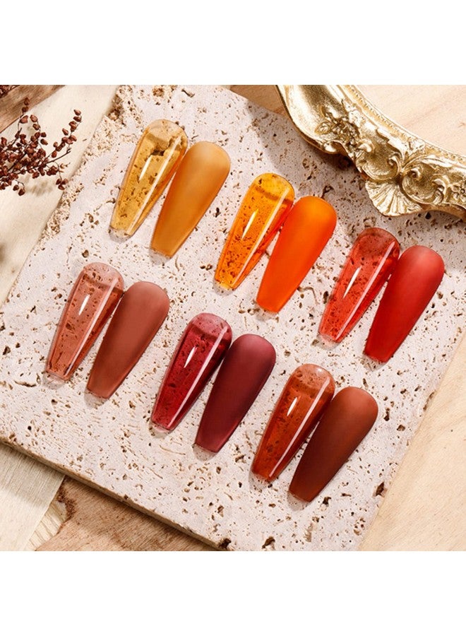 طلاء أظافر على شكل سلحفاة برتقالي جيلي جل طلاء أظافر كريستال شفاف شفاف شفاف أحمر مرجاني رمادي كهرمان بني تصميمات الخريف مانيكير منزلية بالأشعة فوق البنفسجية LED نقع قبالة هدية فنية (Kbt600201) - Image 4