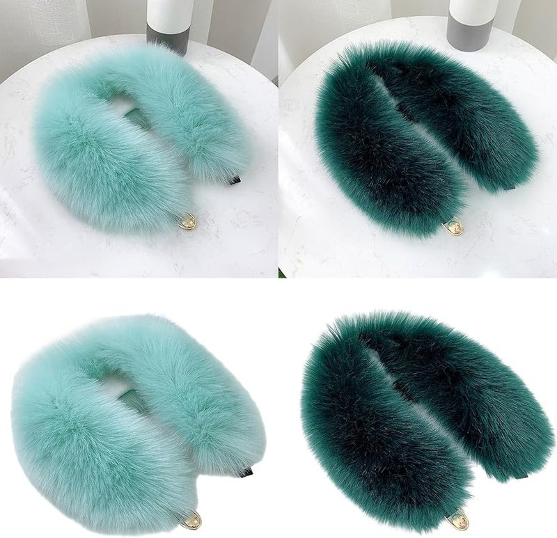 Blue Luxury Artificial Fur Winter Scarf Neck Warmer Soft Nylon Fashion Wrap For Adults - Image 3