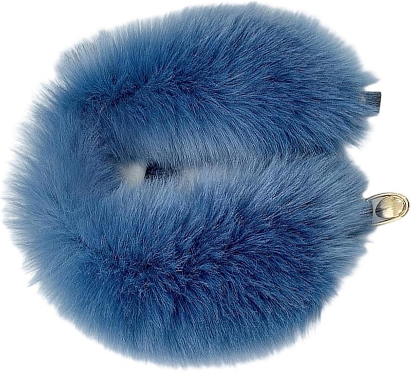 Blue Luxury Artificial Fur Winter Scarf Neck Warmer Soft Nylon Fashion Wrap For Adults - Image 2