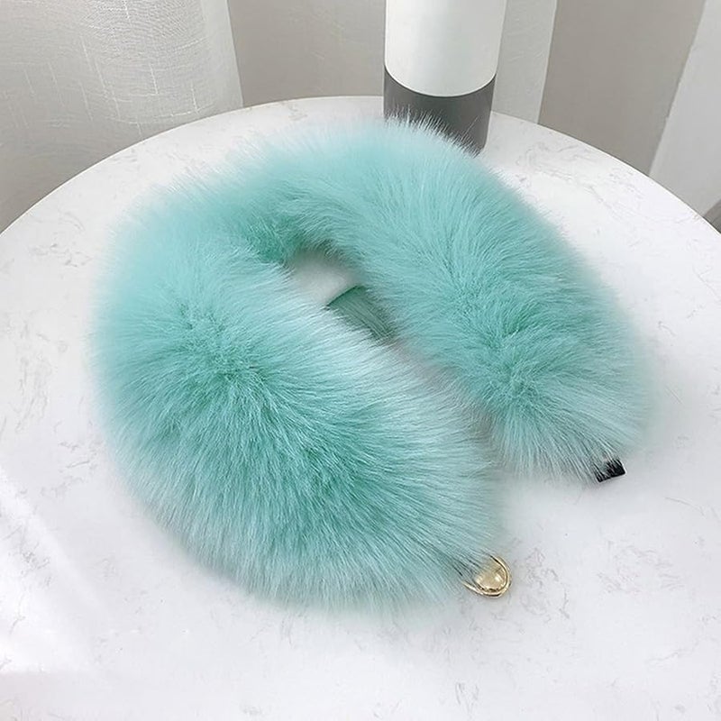 Blue Luxury Artificial Fur Winter Scarf Neck Warmer Soft Nylon Fashion Wrap For Adults - Image 4