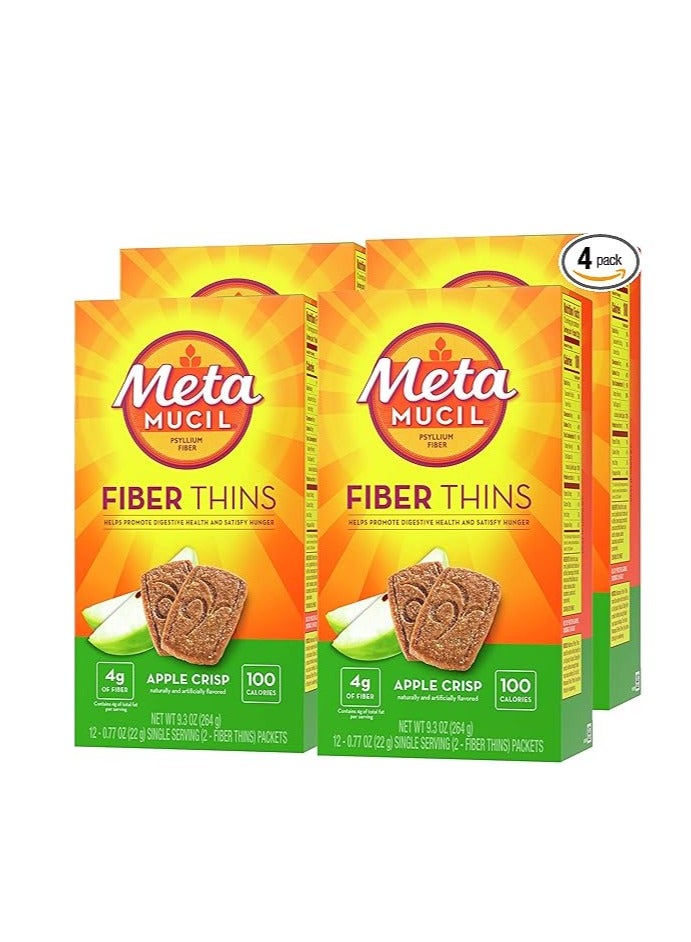 Metamucil, Fiber Thins, Daily Psyllium Husk Fiber Supplement, Supports Digestive Health and Satisfies Hunger, Apple Crisp Flavor, 12 Count (Pack of 4) - Image 1